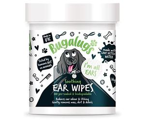 BUGALUGS Toallitas limpiadoras de orejas para perros, 100 toallitas biodegradables texturizadas preempapadas para los oídos. Solución limpiadora de oídos para perros que detiene la cabeza, la picazón
