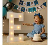 Bugame Letras de marquesina, letras iluminadas de 2 pies, decoración de fiesta para cumpleaños, boda, aniversario, graduación, fácil montaje, letra E de mosaico de 24 pulgadas