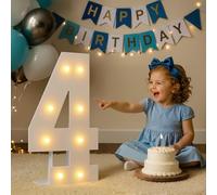 Bugame Números de marquesina, números iluminados de 2 pies, decoración de fiesta para cumpleaños, boda, aniversario, graduación, fácil montaje, mosaico número 4 de 24 pulgadas