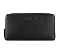 bugatti Bella Monedero Largo de Piel Auténtica con Cremallera y Protección RFID - Negro