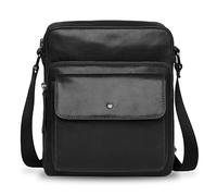 bugatti Black Magic Bolso bandolera grande de cuero, bolso con bolsillo delantero para hombre, negro