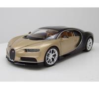 Bugatti Chiron 2017 Oro Negro Coche a Escala 1:24 Welly