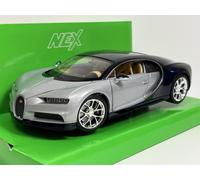 2017 Bugatti Chiron Plata Y Azul 1:24 Escala Welly 24077
