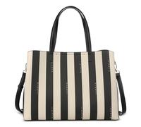 bugatti Cleo grande Tote Bag para mujer, bolso de mano de piel sintética rayada negro/beige