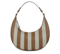 bugatti Cleo Half Moon Bag, bolso de hombro para mujer de piel sintética rayada coñac/beige