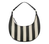 bugatti Cleo Half Moon Bag, bolso de hombro para mujer de piel sintética rayada negro/beige