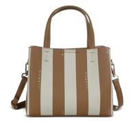 bugatti Cleo pequeño Tote Bag para mujer, bolso de mano de piel sintética rayada coñac/beige