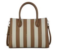 bugatti Cleo Tote Bag para mujer, bolso de mano femenino de piel sintética rayada coñac/beige