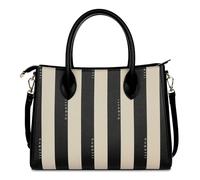bugatti Cleo Tote Bag para mujer, bolso de mano femenino de piel sintética rayada negro/beige