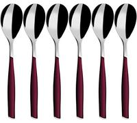 BUGATTI, Glamour, Juego de 6 cucharas de café en Acero Inoxidable 18/10 y Mango Red Grenade, moldura Pro-Tech System, Apto para lavavajillas