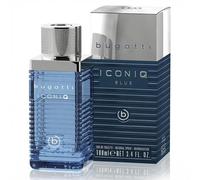 Bugatti Iconiq Blue - Perfume para hombre, 100 ml, aromático, acuático ambricado, con notas marítimas de limón, salvia, ámbar y almizcle, refrescante eau de toilette atemporal