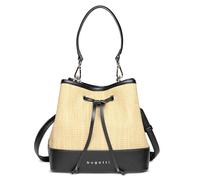 bugatti Isa bolso saco para mujer, bolso femenino con efecto rafia de piel sintética, beige/negro