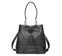 bugatti Isa bolso saco para mujer, bolso femenino con efecto rafia de piel sintética, negro