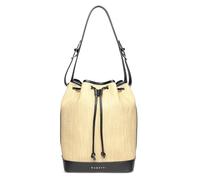 bugatti Isa bolso saco para mujer, bolso grande con cordón y efecto rafia de piel sintética, beige/negro