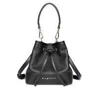 bugatti Isa bolso saco S para mujer, bolso pequeño con efecto rafia de piel sintética, negro