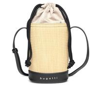 bugatti Isa mini bolso saco para mujer, bolso pequeño con efecto rafia de piel sintética, beige/negro