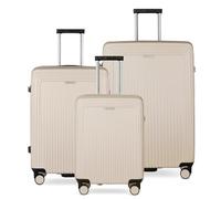 bugatti Linea Set de 3 Maletas rígidas S, M & L, Trolley de Viaje Resistente de policarbonato, Beige
