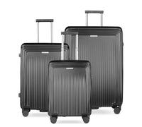 bugatti Linea Set de 3 Maletas rígidas S, M & L, Trolley de Viaje Resistente de policarbonato, Negro