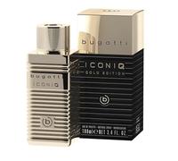 bugatti Perfume para hombre Iconiq Gold Edition 100 ml I Eau de Toilette para hombre con bergamota, notas afiladas, lirio espada y almizcle, sensual y seguro de sí mismo, perfume para hombres cítricos