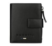 bugatti Romeo Cartera Mini de Piel, Compartimento para AirTag, protección RFID y Compartimento para Monedas, Cartera Fina y espaciosa, Negro