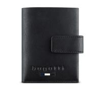 bugatti Romeo Minicartera Totalmente de Cuero, Cartera RFID pequeña con Bandera, Negra