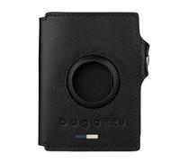 bugatti Romeo Tarjetero Mini de Cuero con Compartimento para AirTag y protección RFID, Cartera Fina con Capacidad para hasta 2 Tarjetas, Negro