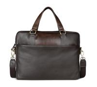 bugatti Ryan Maletín de cuero vacuno con compartimento para portátil de 15", bolso para hombre en marrón
