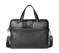 bugatti Ryan Maletín de cuero vacuno con compartimento para portátil de 15", bolso para hombre en negro