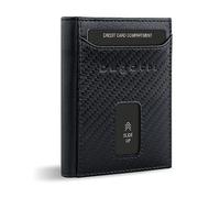 bugatti Secure Slim Mini Monedero de Cuero, con Compartimento para Monedas XL y protección RFID - Carbono