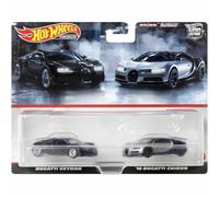 BUGATTI SET 2X VEYRON 2009 + BUGATTI CHIRON 2016 BLACK SILVER