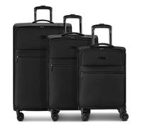 BUGATTI Valencia Soft Serie Valencia Soft - Juego de maletas de 3 piezas para hombre y mujer, 46,5 x 28,5 x 75 cm, material de poliéster flexible de alta calidad, ampliable y doble rueda
