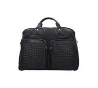 bugatti Woven Maletín Piel natural 48 cm negro