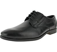 bugatti Zapato de Negocios de Piel, Derby con Acabado en Dos Tonos, Ajuste ergonómico con Goma elástica, Cordones Hombre, Negro, 48 EU