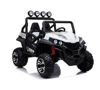 Buggy eléctrico para niños de 1 a 8 años, 12v, 4x45W Coche eléctrico Infantil, Blanco, 2 PLAZAS, Ruedas de Goma