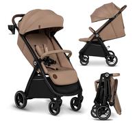 LIONELO INGRID Silla de paseo hasta 22 kg de 6 meses a 4 años Grandes ruedas giratorias 360° Suspensión total Se puede plegar con una mano Respaldo y reposapiés ajustables Capota XXL grande (Beige)