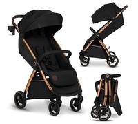 LIONELO INGRID Silla de paseo hasta 22 kg de 6 meses a 4 años Grandes ruedas giratorias 360° Suspensión total Se puede plegar con una mano Respaldo y reposapiés ajustables Capota XXL grande (Black)