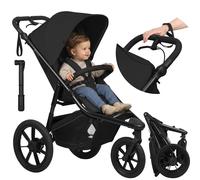 LIONELO AZURA Cochecito de Bebé para Correr desde 6 meses a 22 kg Carro Bebe Triciclo para Correr Respaldo Ajustable Posición Reclinada Ruedas Grandes Inflables Suspensión Completa Capota XXL (Black)