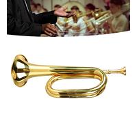 Bugle de estilo militar de TIEMPLE de Sustvita Fácil, C Key Brass Military Bugle con boquilla - Ideal para principiantes y orquesta (Oro)
