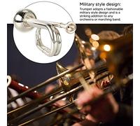 Bugle de estilo militar de TIEMPLE de Sustvita Fácil, C Key Brass Military Bugle con boquilla - Ideal para principiantes y orquesta (Plata)