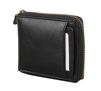 BUGOSHE Billetera de piel de cazador de plena flor segura RFID hecha a mano para hombre, billetera moderna de doble cara | Elegante cartera de cuero con cremallera en la parte delantera
