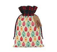 Bugs - Bolsa de Navidad a cuadros a juego con estampado de dibujos animados con cordón, 4.7 x 6.9 pulgadas para Navidad, Halloween