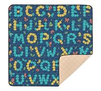Bug's World - Alfombra de juego acolchada suave para bebé, resistente al agua, con patrón de alfabeto, sin costuras, para bebés pequeños, 50 x 50 pulgadas