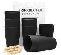 Bugucat Juego de 8 Vasos de Plástico de 280 ml, Irrompible Taza Reutilizables Vasos de Colores para Café Leche Jugo Cola, Multifuncionales Vasos Camping Plastico para Fiesta Parrilla Cumpleaños,Negro