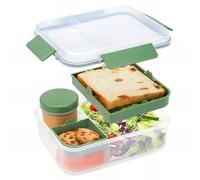 Bugucat Lunch Box 1600ml,Fiambrera para la Oficina de Trabajo,Fiambrera para Adultos y Niños, Lonchera Escolar de Camping a Prueba de Fugas, Bento Box con Compartimento y Recipiente para Salsa,Verde