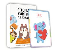 Bugucat Tarjetas de sentimientos para niños, 32 tarjetas de emoción con ilustraciones de animales y textos, promueve la inteligencia emocional, la autorregulación y la competencia social, adecuado