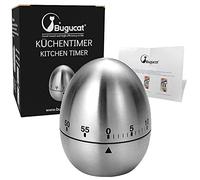 Bugucat Temporizador de Cocina,Manual para Huevos Reloj Kitchen Timer Alarma Giratoria Mecánica de Acero Inoxidable,Cronometro de Cuenta Regresiva de 60 Minutos para Estudio Oficina Dormitorio