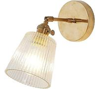 BUGUSX Lámpara de pared de vidrio acanalado vintage Ángulo ajustable Lámparas de pared Aplique de pared armado con acabado de latón con pantalla de copa for dormitorio Hotel Restaurante Corredor