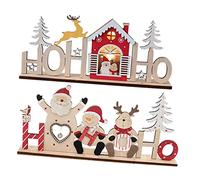 BUGUUYO 1 Juego De 2 Piezas Adorno de Navidad con luz Christmas Lights Xmas Lights Alces decoración pequeño árbol de Navidad de Mesa Suministros de Navidad Adorno de Escritorio de Madera