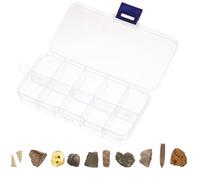 BUGUUYO 10 Piezas de Especímenes Fósiles Decorativos Trilobites y Ámbar Caja de Colección Educativa para Adorno de Mesa para Decoración y Actividades Científicas
