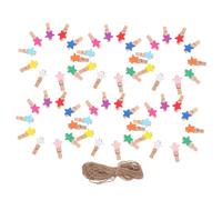 BUGUUYO 150 Piezas Unidades Pinzas de Madera Mini Forma de Clips Pequeños para Colgar Fotos y Manualidades Portátil para Interiores y Exteriores Accesorios Decorativos Multifuncionales